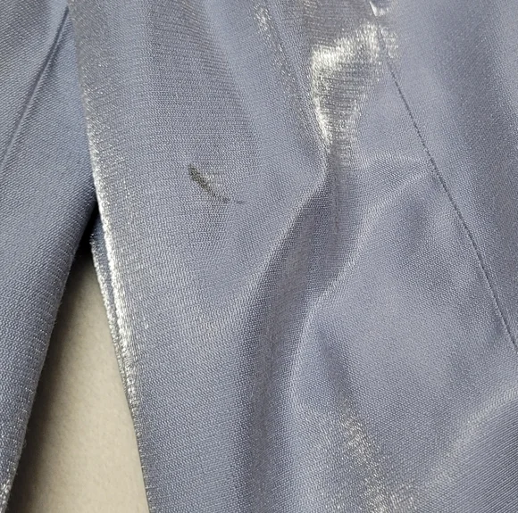 70s Vintage Falcone Jr Iridescent Blue Knit Notched Lapel Mini Blazer Dress M - Picture 12 of 12